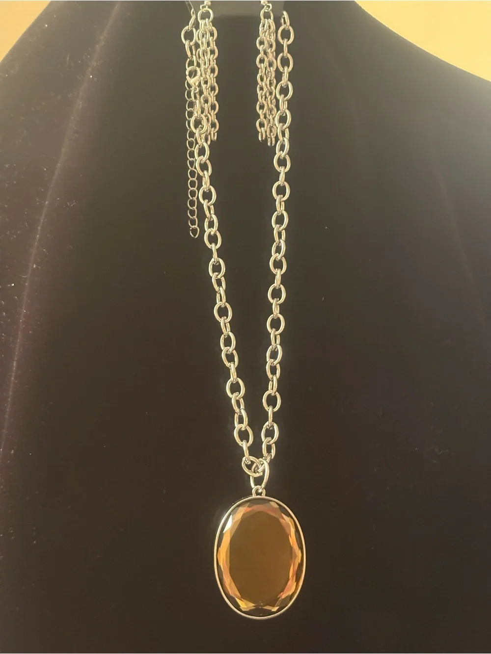 Amber Oval Crystal Pendant Necklace - Women Jewelry